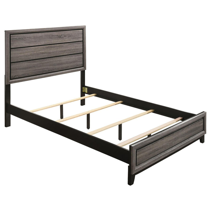 Queen Panel Bed Accents with Modern Detailing - Gray