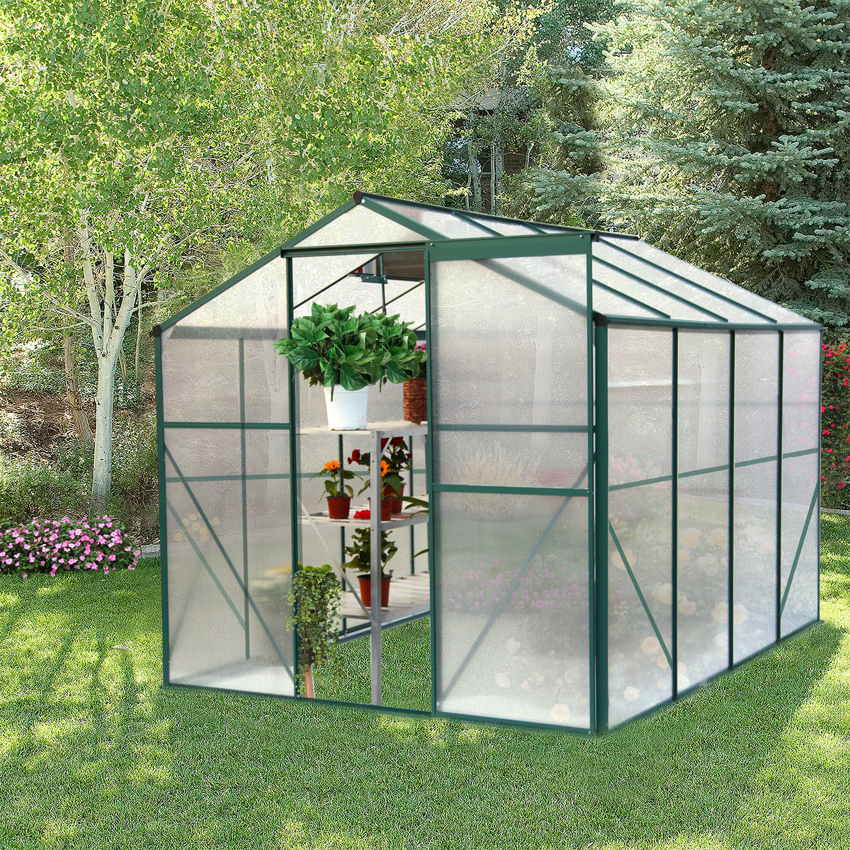 Polycarbonate Greenhouse - 6'x8' Heavy Duty Walk-in Plant Garden Greenhouse