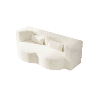 Floor Sofa With 2 Pillows, Convertible Twin Size Mattress For Living Room