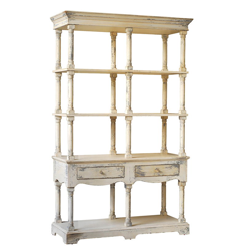 Adela French Country Bookcase Display Storage Shelf Etageres - Antique White