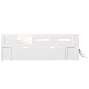 Platform Bed With Guardrail And Drawer