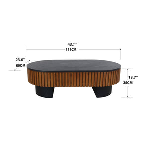 Elliptical Living Room Coffee Table With Hidden Storage And Removable Tabletop