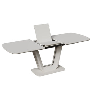 Modern Industrial Style Expandable Dining Table With U Shaped Legs - Antique Gray White