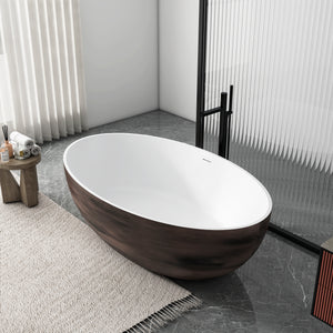 67 Inch Freestanding Solid Surface Soaking Bathtub