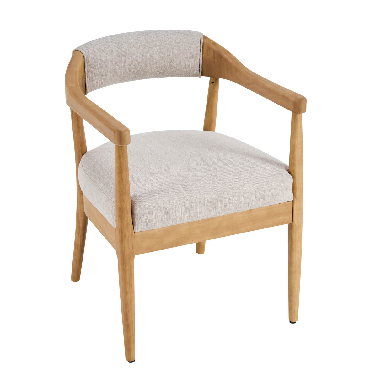 Wood Frame Upholstered Dining Chairs with Armrests (Set of 2) - Beige + Natural