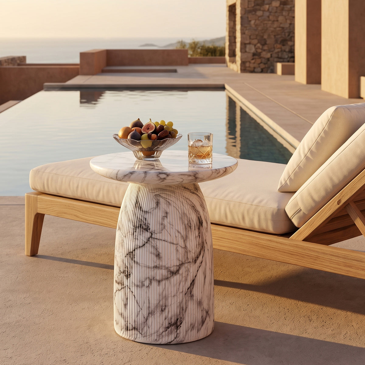 Outdoor MGO Side Table, Light Grey