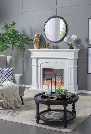 Round Hand Carved Rose Antique Mirror Frame, Wall Mirror For Live Space