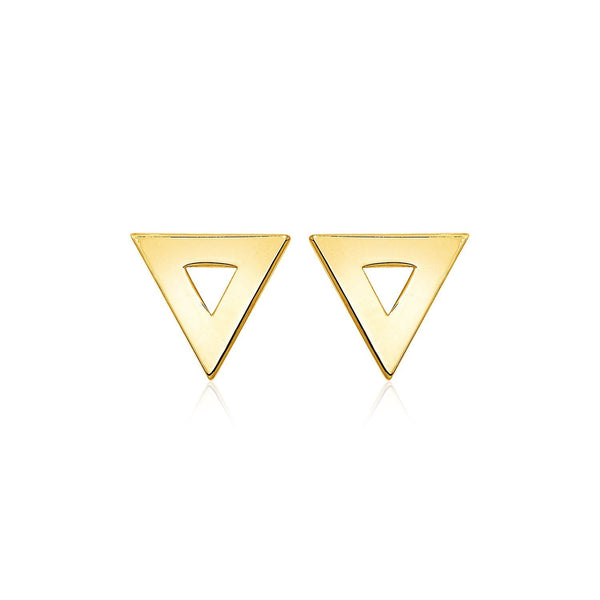 14k Yellow Gold Polished Open Triangle Post Earrings