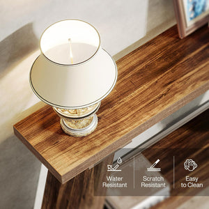Console Table Extra Long Sofa Table With 2 Tier Shelves For Living Room