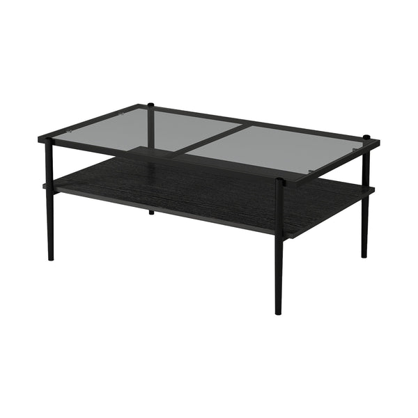 Rectangle Coffee Table With Tempered Glass Top And Legs, Modern Table For Living Room