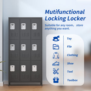 9 Door 72"H Metal Lockers With Lock for Employees, School, Office, Gym, Bedroom, Storage Locker Cabinet