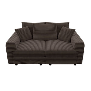Deep Seat Convertible Sofa With Soft Pillows And Ottomans