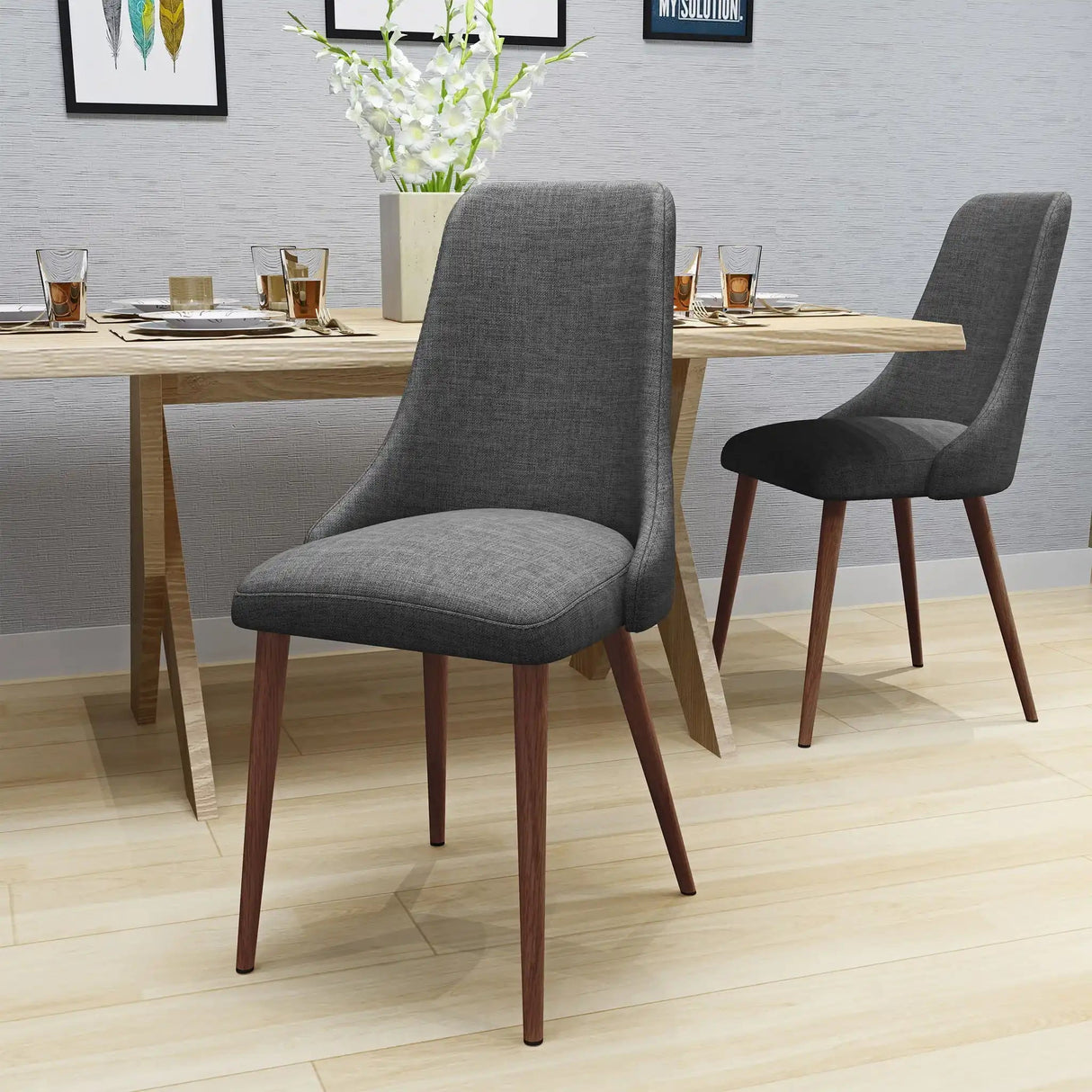 Mid Century Modern Fabric Armless Dining Chair - Best Buy Furniture