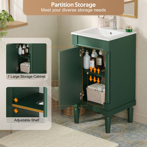 French Style Bathroom Cabinet With Sink, Adjustable Shelf