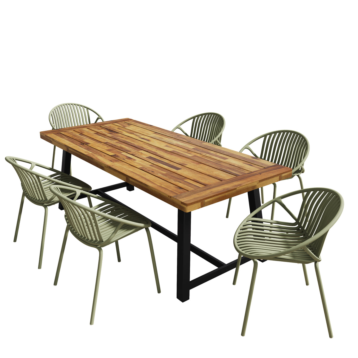 7 Pieces Outdoor Modern Dining Set with Stackable Chair