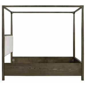 Sundance - Queen Canopy Bed With Upholstered Headboard - Dark Brown