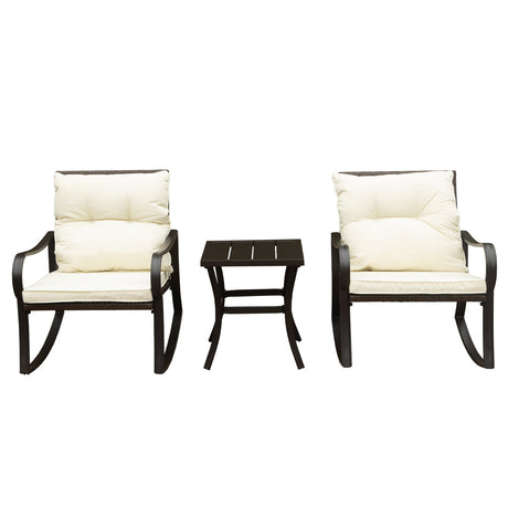Metal 2 - Person Outdoor Patio Rocking Seating Group with Cushions