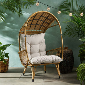 Outdoor Wicker Standing Basket Chair With Cushion - Best Buy Furniture