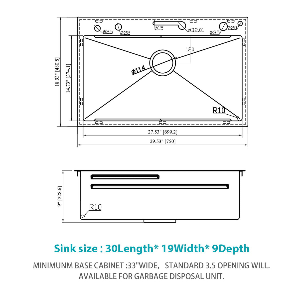 30" Whale Digital Waterfall Kitchen Sink with LED Display, 16 Gauge, Gunmetal Black