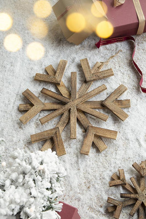 17.7" x 17.7" Large Fir Wood Snowflake Ornaments - Set of 2