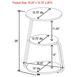 Dixon - 3 Tier Round Accent Side Table With Slim Legs - White / Black
