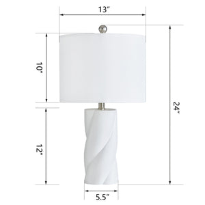 Modern Ceramic Table Lamp, 23.75 Inches, White, Set of 2
