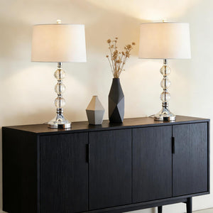 27.5-Inch Crystal Table Lamps Set of 2, 3 Way Dimmable, Nickel