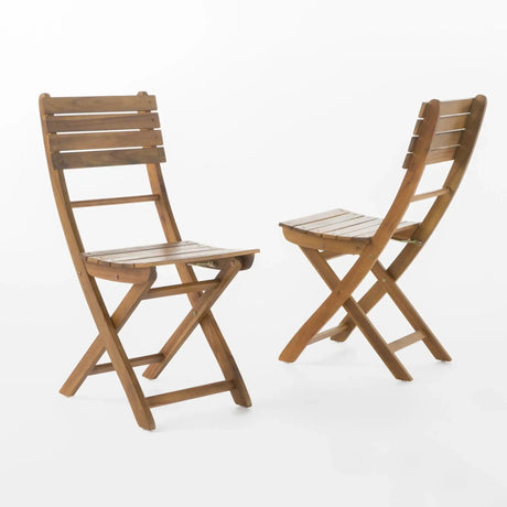 Outdoor Foldable Wood Dining Chair With Slat Design (Set of 2) - Best Buy Furniture