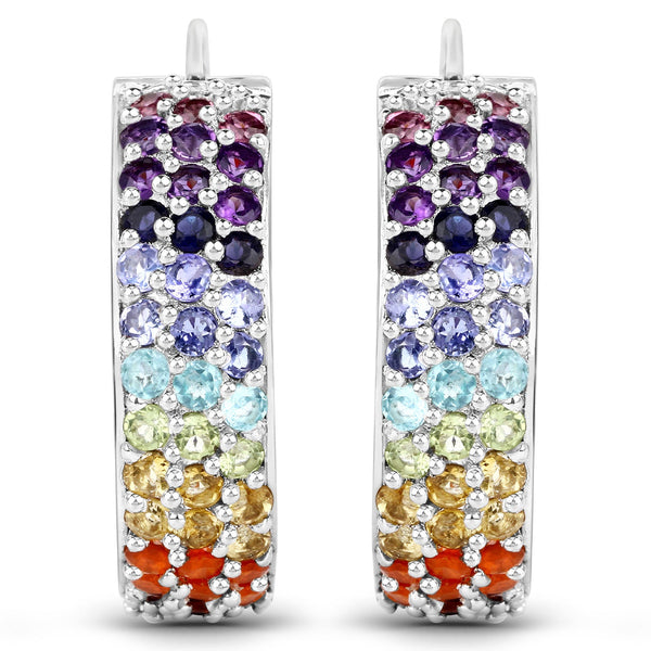 8.79 Carat Genuine Multi Stones .925 Sterling Silver Earrings