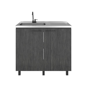 Alatna Freestanding Utility Base Cabinet with Stainless Steel Countertop