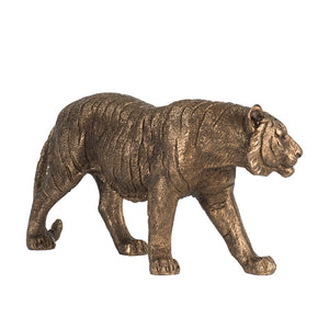 11.5" Tiger Statue Decor with Gleaming Coppery Finish