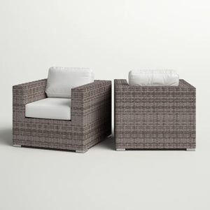 Grade - Club Patio Chair With Sunbrella Cushions (Set of 2) - Gray Mix / White