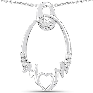 0.14 Carat Genuine White Diamond .925 Sterling Silver Pendant