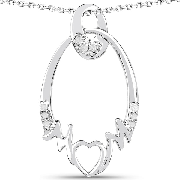 0.14 Carat Genuine White Diamond .925 Sterling Silver Pendant