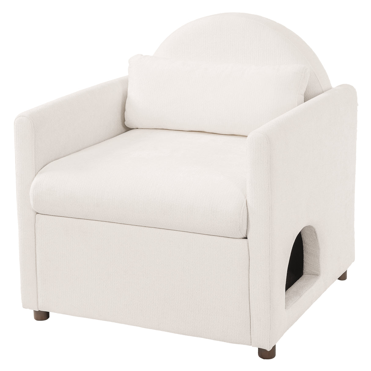 Beige Pet Friendly Accent Chair with Hidden Pet Nook