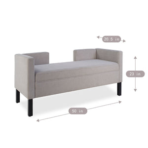 Upholstered Ottoman With 2 Bolster Pillows For Living Room - Gray