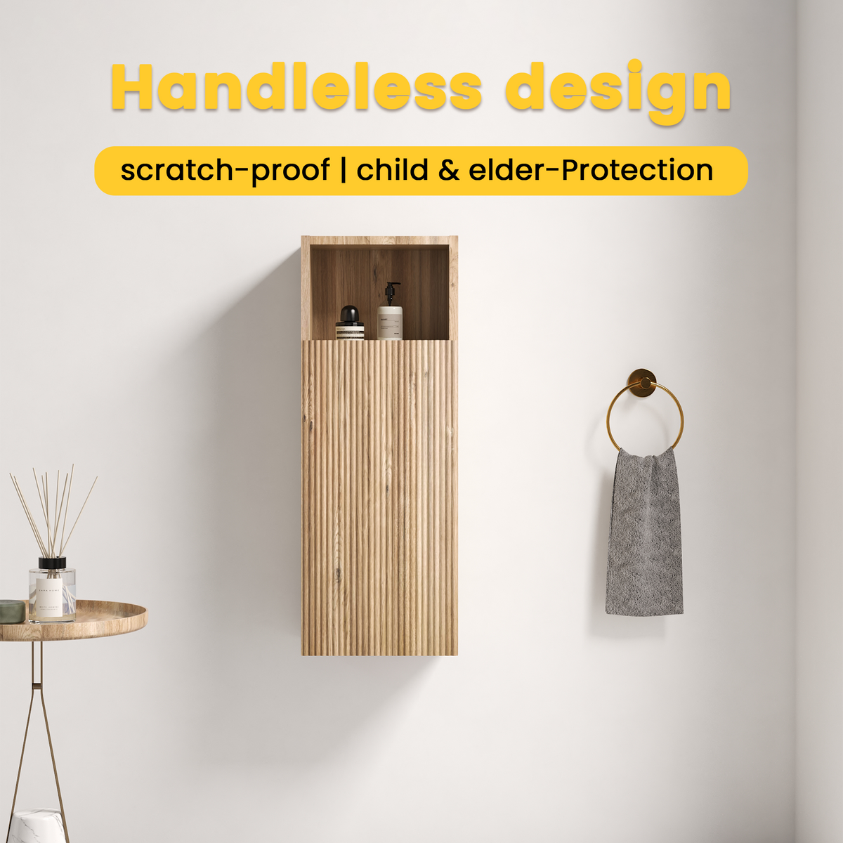 Rough Oak Wall-Mounted Bathroom Storage Cabinet, 12-Inch