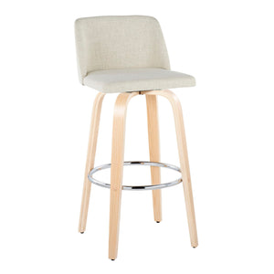 Toriano - Contemporary, Fixed Height Barstool Swivel & Round Footrest (Set of 2)