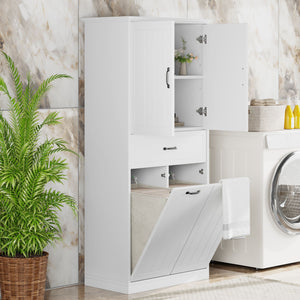 Modern Bathroom Storage Cabinet With Two Laundry Baskets, One Drawer, Adjustable Shelf - Best Buy Furniture