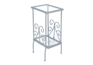 Accent Table, Side Tempered Glass, Transitional - Silver - Best Buy Furniture