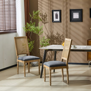 French Country Dining Chair With Rectangular Cane Backrest And Smooth Upholstered Seating - Best Buy Furniture