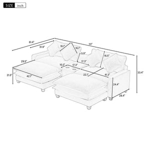 Sectional Sofa With Removable Ottomans, USB Ports, Cup Holders & Storage - Gray / Light Blue