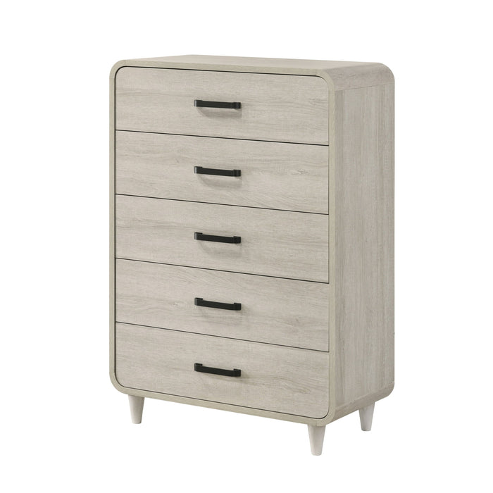 5 Drawer Tall Chest Storage Furniture with Ample Drawer Space - Antique White