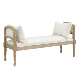 Upholstered Bench with Turned Legs & Side Cushions