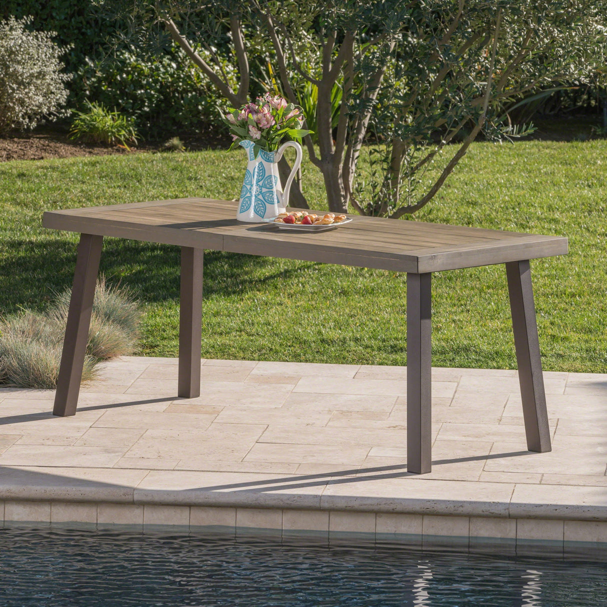 Acacia Wood Dining Table With Slat Design - Best Buy Furniture