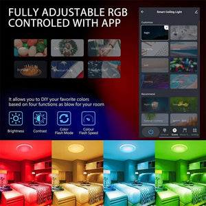 Smart WiFi RGB Ceiling Light 24W App Control Alexa Google Home Bedroom Lamp