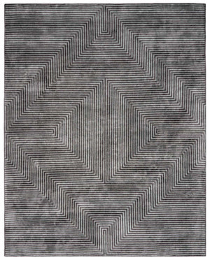Quartz Patterned Sheen Gray/Green Viscose Rug