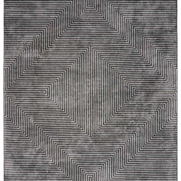 Quartz Patterned Sheen Gray/Green Viscose Rug