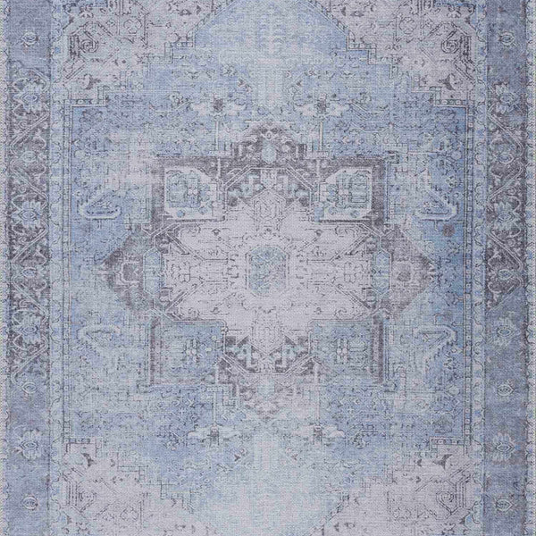 Ice Blue Flat Pile Washable Rug - Clearance