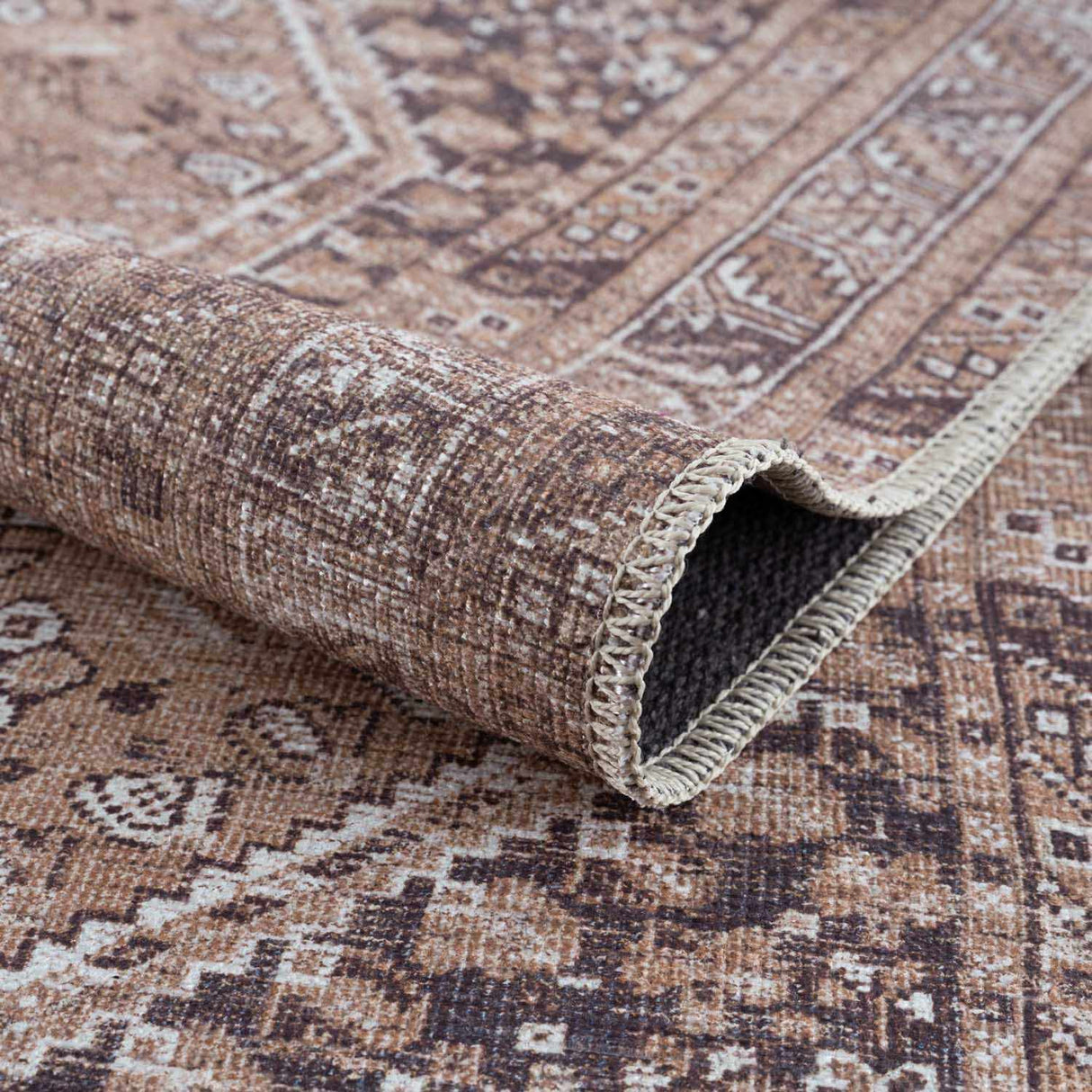 Barny Brown Flat Pile Washable Rug